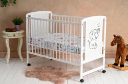 Qmini Pat copii Qmini Lemn Timmi Elephant 120x60cm Lemn Pin MDF Stabil Rezistent Inaltime Saltea Reglabila 3 Nivele Laterala 3 Bete Detasabile EN716-1/EN716-2 Alb (QMTIME01AL)