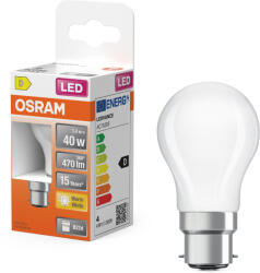OSRAM B22d LED 3, 4W, 470 lm, 2700 K, melegfehér, opál üveg-40 W izzó helyett - Superstar Classic P (4099854468438)