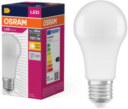OSRAM E27 LED 13W, 1521 lm, 2700 K, melegfehér, opál műanyag-100 W normál izzó helyett - Value Classic A (4099854109959)