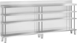 Royal Catering Bárpult - rozsdamentes acél - 250 x 30 x 115 cm - 4 polc - hátlap - Royal Catering (RCSBW-7)