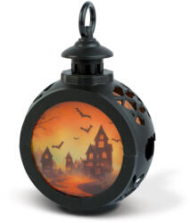 Globiz International Kft Halloween-i világító dekoráció - kastély - felakasztható - LED - 8, 5 x 13, 5 cm (56602B)