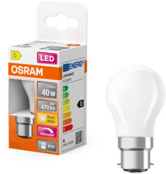 OSRAM B22d LED 3, 4W, 470 lm, 2700 K, melegfehér, dimmelhető, opál üveg-40 W izzó helyett - Superstar Classic P (4099854444012)
