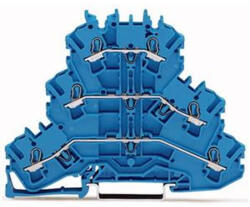 Wago 2002-3204 háromemeletes átmenő sorkapocs, 6 vezetékes, N/N/N, 2, 5 mm2, Push-in CAGE CLAMP®, jelölőtartó nélkül, Ex e II és Ex i, kék (2002-3204)