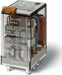 Finder miniatűr ipari relé, foglalatba dugaszolható, mech. állapotjelzés + tesztgomb, 2 váltóérintkező 10 A, : 220 V DC 55.32. 9.220. 0040 (55.32.9.220.0040)