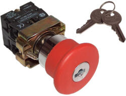 Tracon reteszelt gombafejű vészgomb piros, kulcsos 40mm 1NY 400V/3A IP42 NYGBS142P (NYGBS142P)