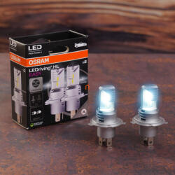 OSRAM LEDriving HL Easy H4/H19, hidegfehér LED tompított és távolsági fényszóró szett, 6500 K, 1400/1100 lumen, P43t foglalat, aktív hűtéssel, ultrakompakt kialakítás, 64193DWESY-2HB, 2db/csomag (64193DWESY