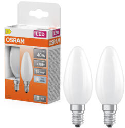 OSRAM E14 LED gyertya, 3, 4W, 470 lm, 4000 K, hidegfehér, opál üveg-40 W izzó helyett, 2 darabos - Star Classic B (4099854469091)