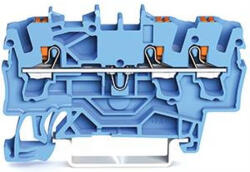 Wago 3 vezetékes átmenő sorkapocs, nyomógombbal, kék, 2202-1304 (2202-1304)