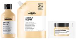 L'Oréal Serie Expert Absolut Repair száraz hajra való samponcsomag, száraz és sérült hajra, Arany quinoa korpa és búzaprotein, Vegán, Sampon, 300 ml + Utántöltő, 500 ml
