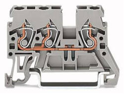 Wago 870-681 3 vezetékes átmenő sorkapocs, 2, 5 mm2, oldalsó jelölőnyílások, DIN 35 x 15 és DIN 35 x 7, 5 sínhez, CAGE CLAMP®, szürke (870-681)