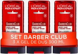 L'Oréal Men Expert testápoló készlet: 3 x Barber Club tusfürdő férfiaknak - test, haj és szakáll 300 ml