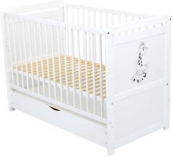 BabyNeeds Patut din lemn multifunctional cu sertar BabyNeeds Nadia II Girafa 120x60cm Alb (BONAD2G02AL)