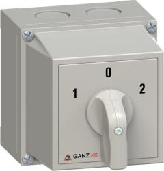 Ganz Ganz átkapcsoló 0 állással, tokozott kézikapcsoló 20A, 1-0-2 felirat, IP65, 4P (KKM0-20-6432) (3AC6432XB00S40)