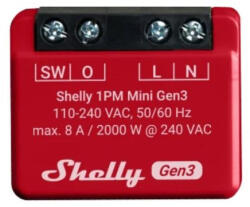 Shelly Okosrelé egy áramkörös, fogyasztásméréssel SHELLY 1PM Mini Gen3 (ALL-REL-PLUSMINI1PM-R3) (SHELLY 1PM Mini Gen3)