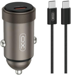 XO autós töltő CC70 PD 30W 1x USB-C fekete + kábel USB-C - USB-C - smartdiszkont