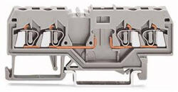 Wago 280-816 4 vezetékes dugaszolható alapsorkapocs, DIN 35 x 15 és DIN 35 x 7, 5 sínhez, 2, 5 mm2, CAGE CLAMP®, szürke (280-816)