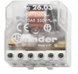 Finder 26.03. 8.024. 0000 relé AC 1NO(záró) 1NC(nyitó) kompakt felépítésű léptető impulzusrelé 10A 24VAC (26.03.8.024.0000)