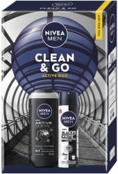 Nivea Készlet: NIVEA MEN Active Clean tusfürdő, 250 ml + NIVEA MEN Invisible Black & White dezodor spray, 150 ml