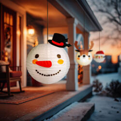  Karácsonyi lampion - hóember - papír - 30 cm (59739B)