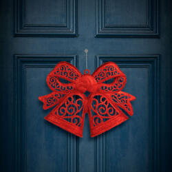  Karácsonyi dekoráció - masni - akasztható - piros - 35 cm (59705C)