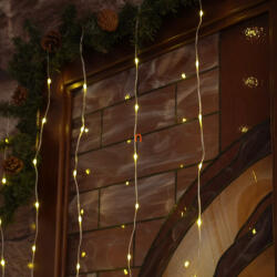 Somogyi Elektronic LED-es fényfüggöny, kül- és beltéri kivitel, 200db melegfehér LED, 2m x 2 m, választható ismétlődő időzítés (KAF200DWW)