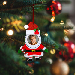  Karácsonyi fénykép dekoráció - filc - csengettyűvel - akasztható - 13 x 17 cm - 3 féle (59730)