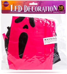 Family Halloween-i LED dekor - szellem - rózsaszín - 10 színes LED - akasztható - 2 x 2032 - 75 x 35 cm (56569B) - lumenet