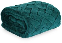 Eurofirany CARO foteltakaró 70x160 Design91 sötétzöld bolyhos dombornyomott sakkkal (458686)