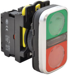 TRACON Kettős BE-KI nyomógomb, I-O, piros 1×NO+1×NC, 5A IP65 NYG3-D Tracon (NYG3-D)