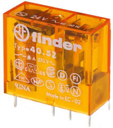 Finder relé 2CO(váltó) 8A 24V AC, 5mm lábkiosztás, NYÁK-ba vagy foglalatba 40.52. 8.024 (40.52.8.024.0000)