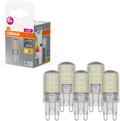 OSRAM G9 LED 4, 2W, 470 lm, 2700 K, melegfehér, alumínium, műanyag-40 W izzó helyett, 5 darabos - Base Special Pin Clear (4058075758087)