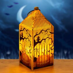 Family Halloween-i LED lámpás - tök - narancs LED - 2 x LR44 - 4 x 4 x 9, 5 cm (56566) - lumenet