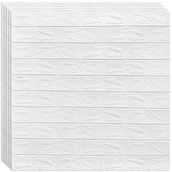 HOZRO 20 db-os HOZRO öntapadós 3D tapéta szett, téglautánzat modell, 10, 78 négyzetméteres terület, modern dizájn, nagyon könnyen felszerelhető, Fehér (TAPET1-20BUC)