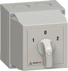Ganz Ganz átkapcsoló 0 állással, tokozott kézikapcsoló 32A, 1-0-2 felirat, IP65, 4P (KKM1-32-6129) (4AF6129XB00S40)