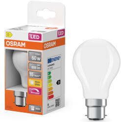 OSRAM B22d LED 5, 9W, 806 lm, 2700 K, melegfehér, dimmelhető, opál üveg-60 W izzó helyett - Superstar Classic A (4099854465017)