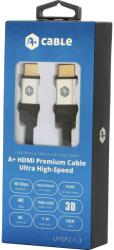 A+ UHSP2.1-3 HDMI 2.1 V kábel, apa-apa, 8K, Aranyozott, 3 m (UHSP2.1-3)