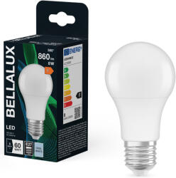 Bellalux E27 LED, 8W, 806 lm, 4000 K, hidegfehér, opál műanyag-60 W normál izzó helyett - Classic A (4058075128088)