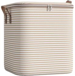 Flippy Cipzáras tárolódoboz, Flippy, Összecsukható, Megerősített fogantyú, Tartós cipzár, Ruhákhoz, Takarókhoz, Paplanokhoz, Párnákhoz, Ágyneműhöz, Játékokhoz, 56x45x56 cm, 150 liter, Csíkos, Bézs (133397)