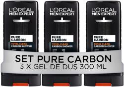 L'Oréal Men Expert testápoló készlet: 3 x Pure Carbon 5-in-1 tusfürdő férfiaknak - test, haj és szakáll 300 ml
