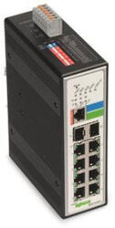 Wago 852-303 ipari menedzselhető Ethernet switch, 8 port 10/100Base-TX, 2 SFP-hely 100Base-FX/1000Base-FX/SX, 12-60 V DC, fémes fekete (852-303)