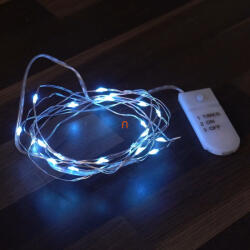 Somogyi Elektronic Micro LED-es elemes füzér, lapos elemtartóval, hidegfehér (MLF_26_WH)