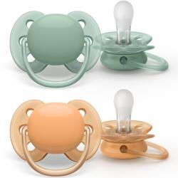 Philips SCF091/03 cumi készlet, 2db, Ultra puha, 0-6 hónap, Fogszabályzó, BPA nélkül, Zöld/Narancssárga (SCF091/03)