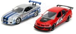 JADA Mașinuțe Mitsubishi Lancer Evolution IX și Nissan Skyline GTR R34 Fast & Furious Twin Pack Jada din metal cu uși care se deschid 12 cm lungime 1: 32 (JA34256314R00)