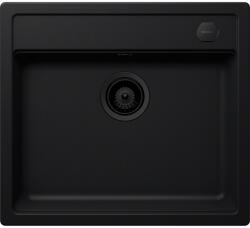 SCHOCK Schock Mono N-100 konyhai mosogatótálca 570 x 510 mm Cristadur Puro, intenzív fekete és szűrőkosár, távműködtető gomb, túlfolyó takaró Puro (SETMN100PUPVPUR)