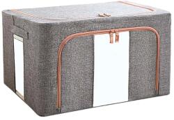 Flippy Összecsukható tárolódoboz, cipzárral, 66 L, textil, 50x40x33 cm, szürke, két ablakkal (123917)