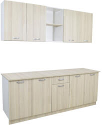 haaus Mobilă de bucătărie, L 200 cm, alb/ulm deschis (910013)