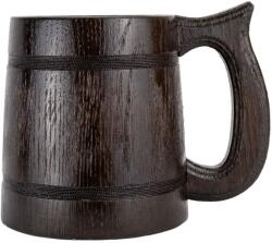  Kézzel készített 0, 5 literes sötét színű fa korsó sötét peremmel és rozsdamentes acél belsővel (0054)