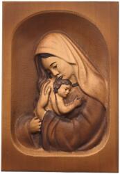  Szűz Mária a kis Jézussal fa ikon kép 10 x 14 cm (2522)