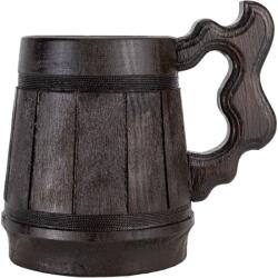 Kézzel készített 0, 3 literes sötét színű fa korsó rozsdamentes acél belsővel (0062)