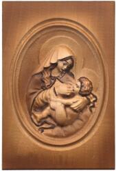  Szűz Mária a kis Jézussal fa ikon kép 19 x 13 cm (2525)